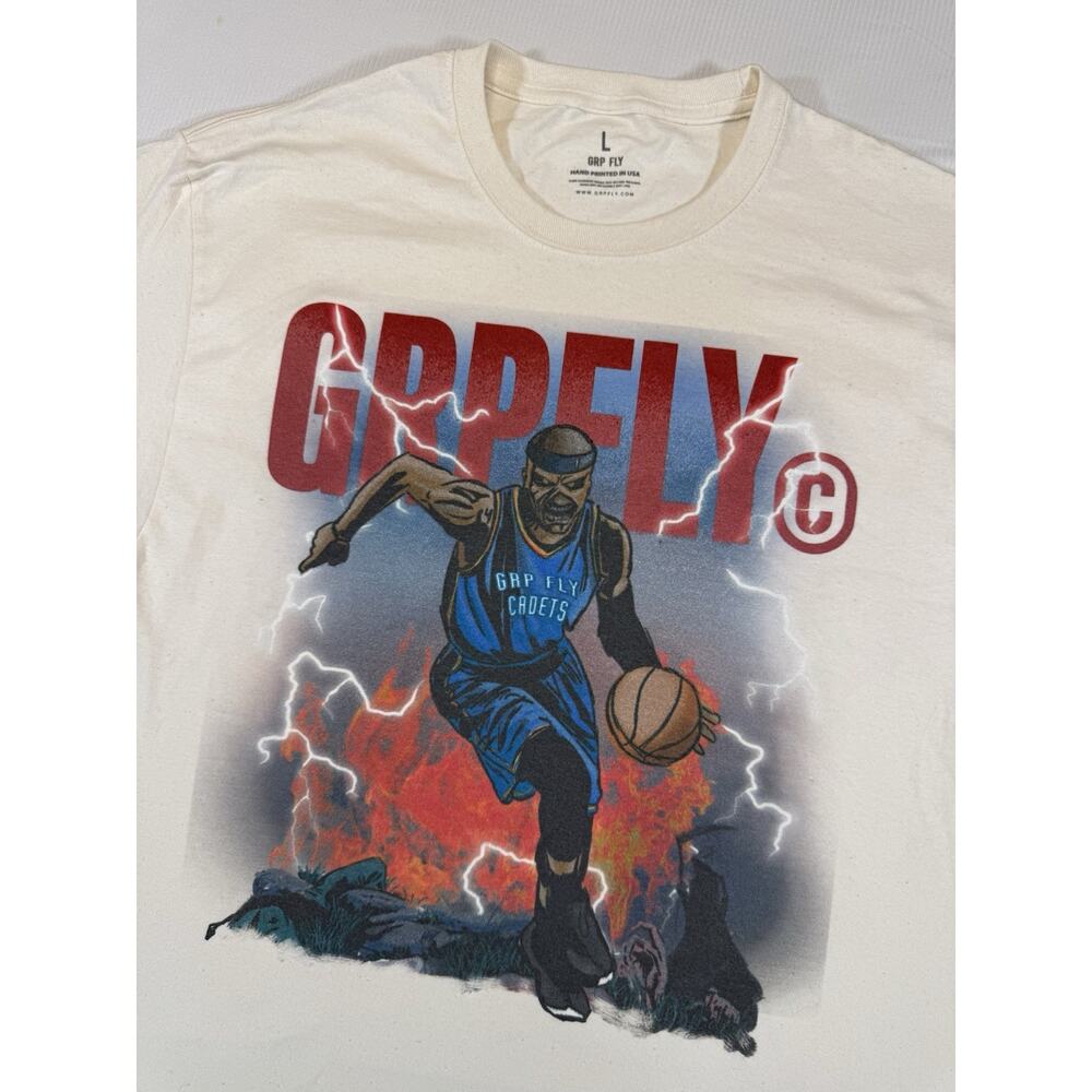 Grp Fly Basketball Lightning Graphic T-Shirt Men’s Large Blue Red Streetwear